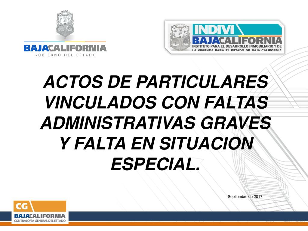 ACTOS DE PARTICULARES VINCULADOS CON FALTAS ADMINISTRATIVAS GRAVES Y FALTA EN SITUACION ESPECIAL.