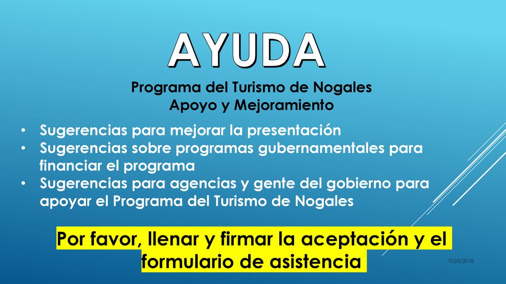AYUDA Programa del Turismo de Nogales Apoyo y Mejoramiento