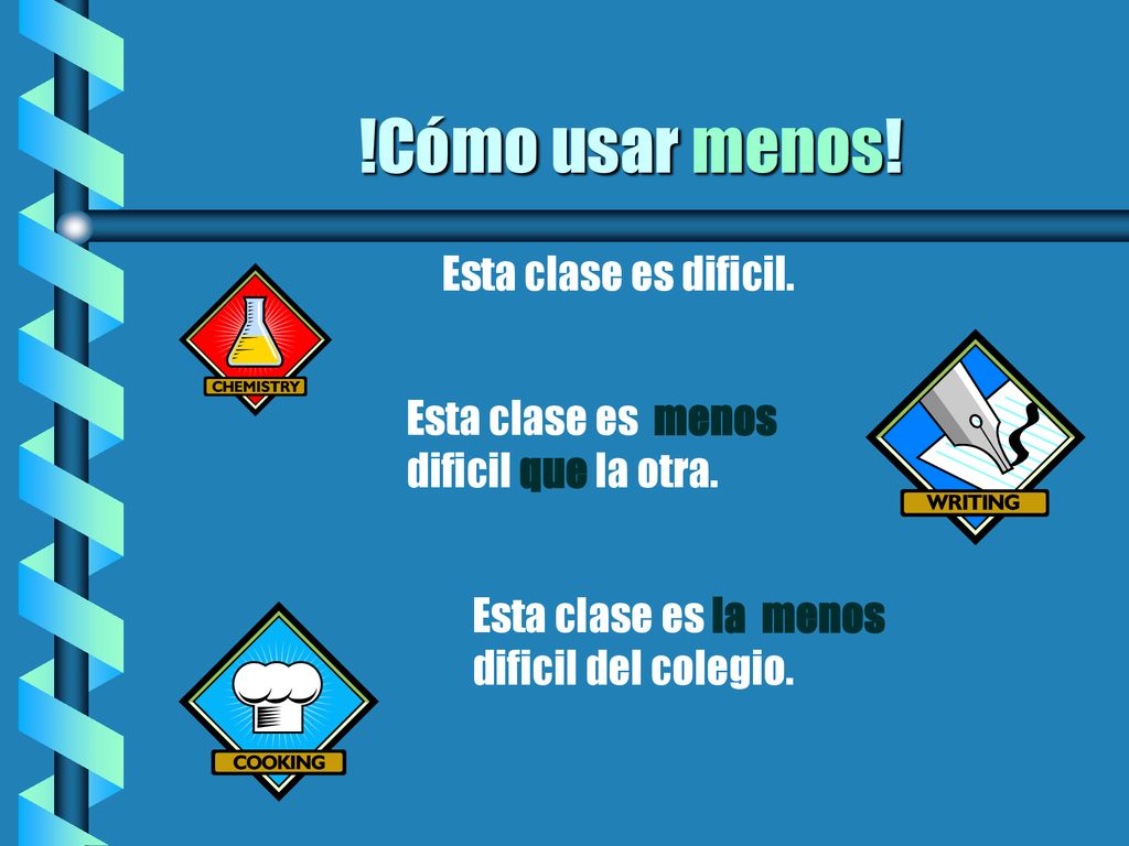 !Cómo usar menos! Esta clase es dificil. Esta clase es menos
