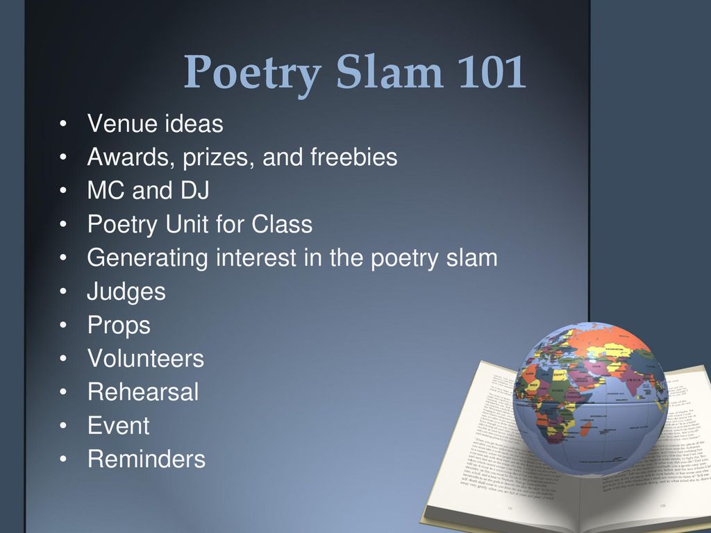 Poetry Slam 101 Venue ideas Awards, prizes, and freebies MC and DJ