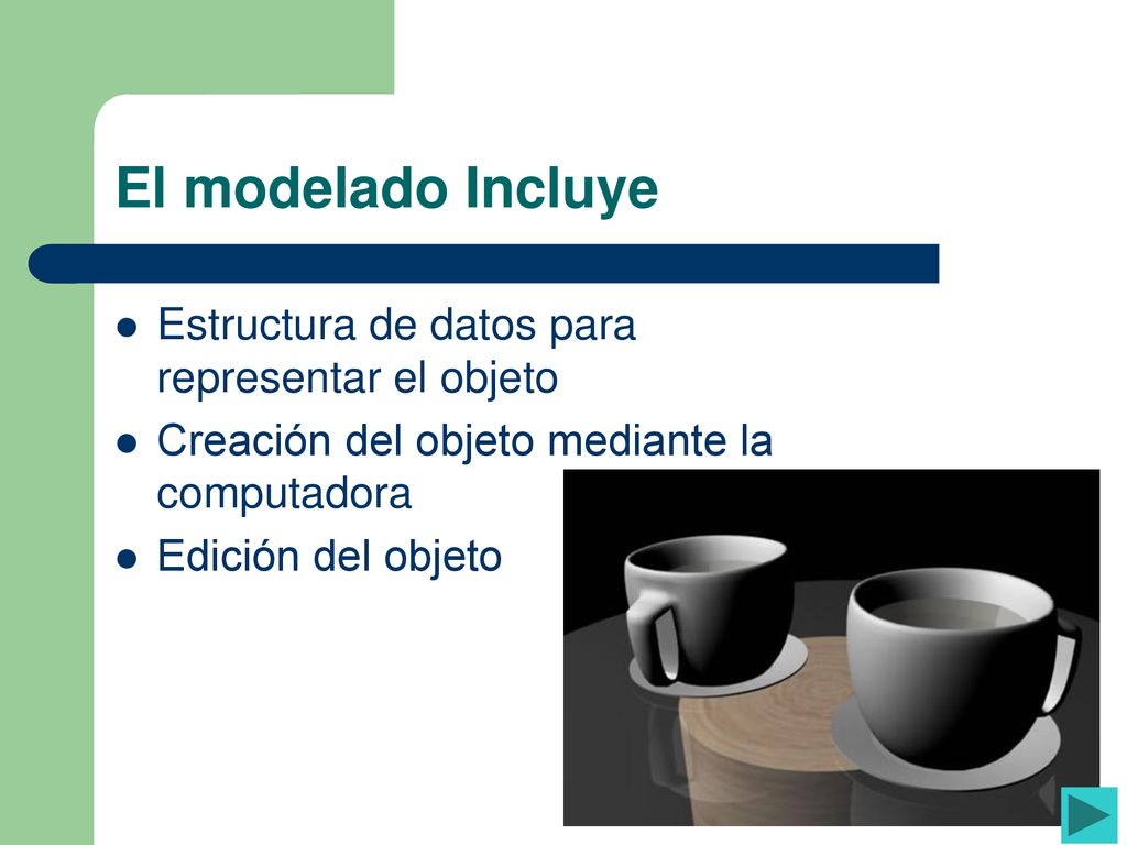 El modelado Incluye Estructura de datos para representar el objeto