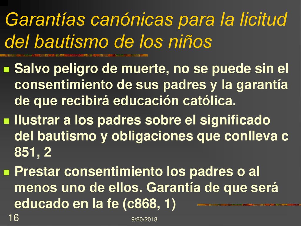 Garantías canónicas para la licitud del bautismo de los niños