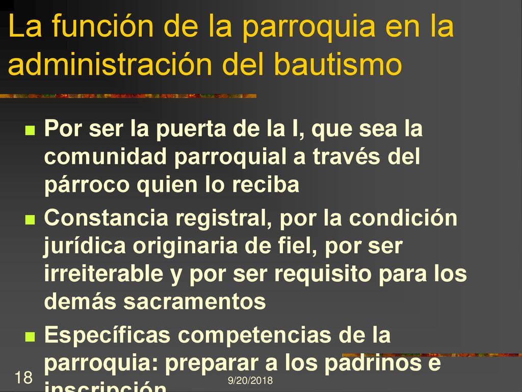La función de la parroquia en la administración del bautismo