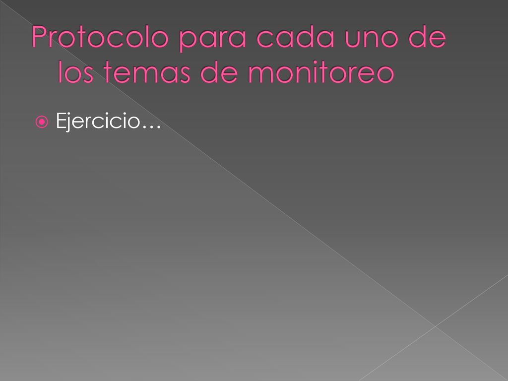 Protocolo para cada uno de los temas de monitoreo