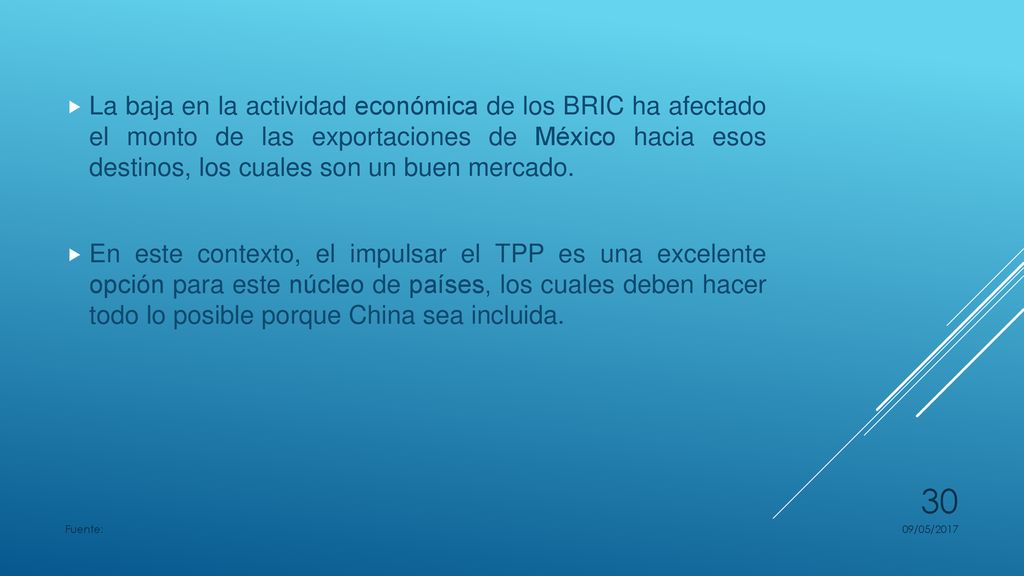 La baja en la actividad económica de los BRIC ha afectado el monto de las exportaciones de México hacia esos destinos, los cuales son un buen mercado.