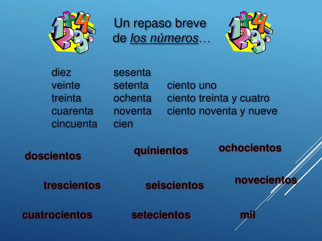Un repaso breve de los números… diez veinte treinta cuarenta cincuenta