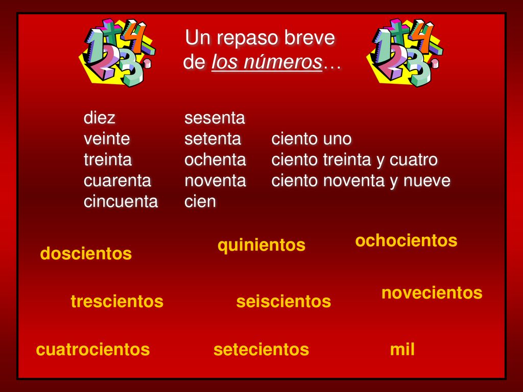 Un repaso breve de los números… diez veinte treinta cuarenta cincuenta