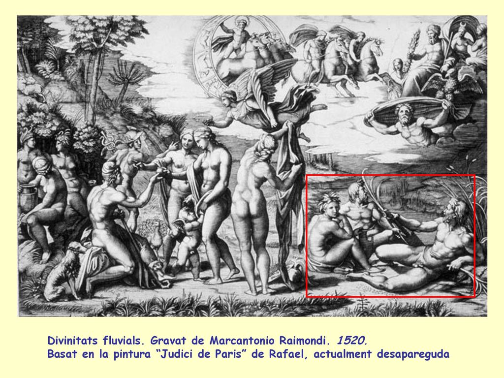 Divinitats fluvials. Gravat de Marcantonio Raimondi