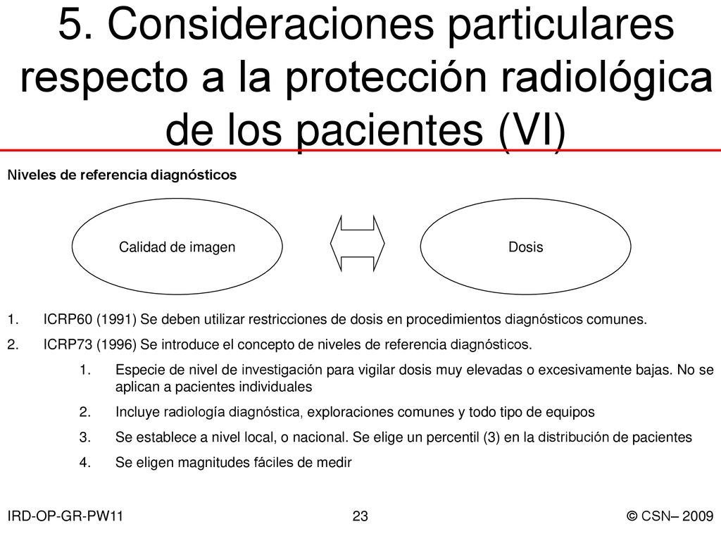 5. Consideraciones particulares respecto a la protección radiológica de los pacientes (VI)