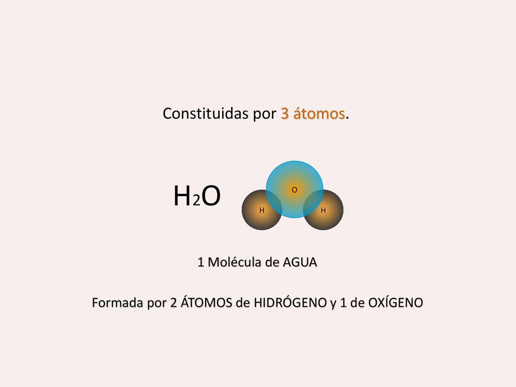 H2O Constituidas por 3 átomos. 1 Molécula de AGUA