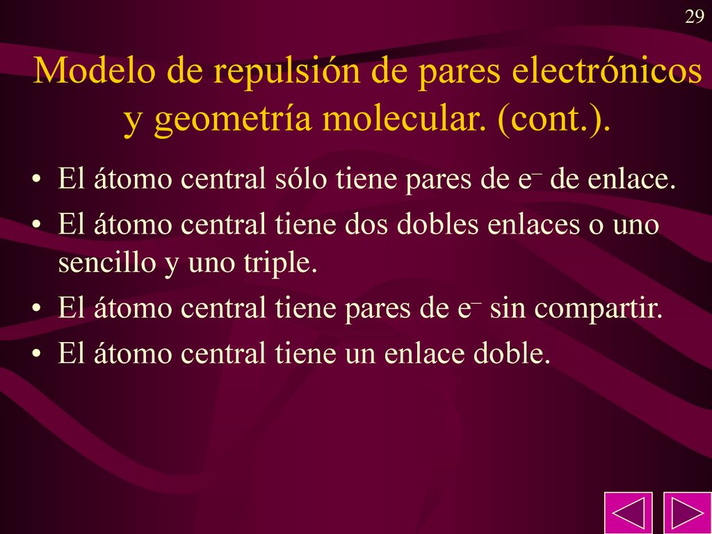 Modelo de repulsión de pares electrónicos y geometría molecular. (cont