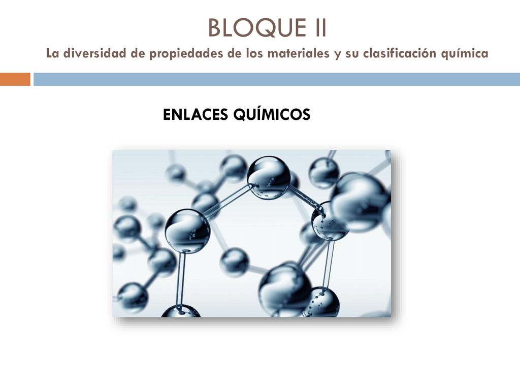 BLOQUE II La diversidad de propiedades de los materiales y su clasificación química