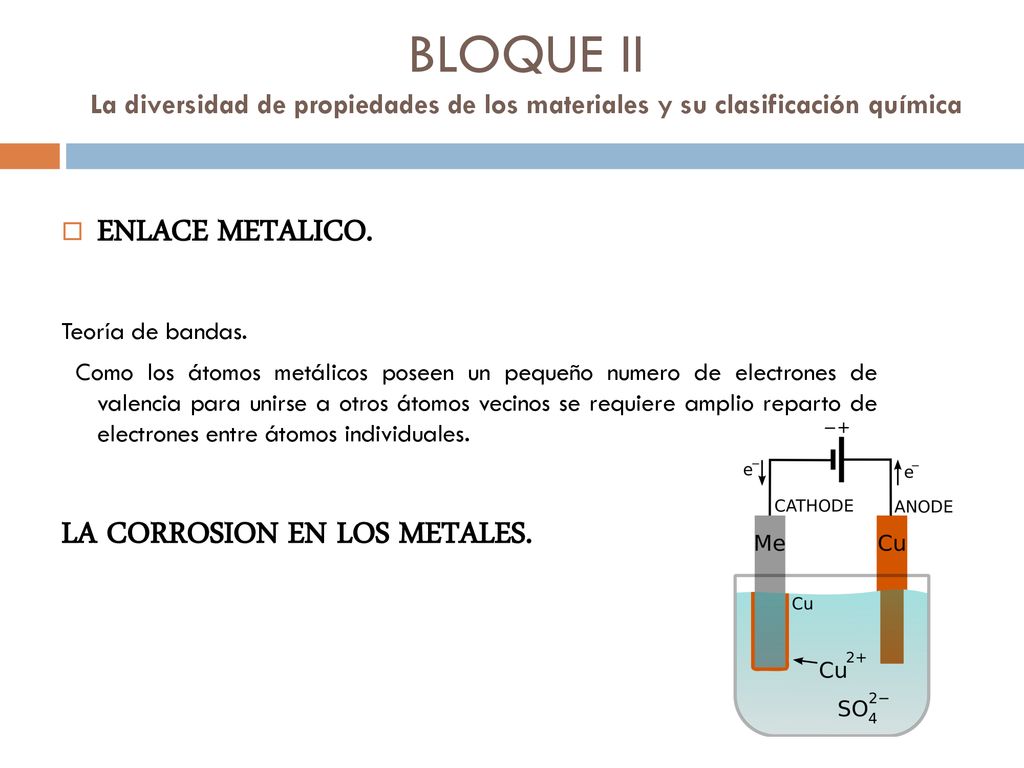 BLOQUE II La diversidad de propiedades de los materiales y su clasificación química