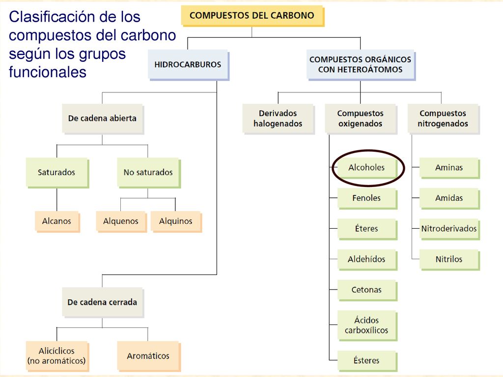 Clasificación de los compuestos del carbono según los grupos funcionales