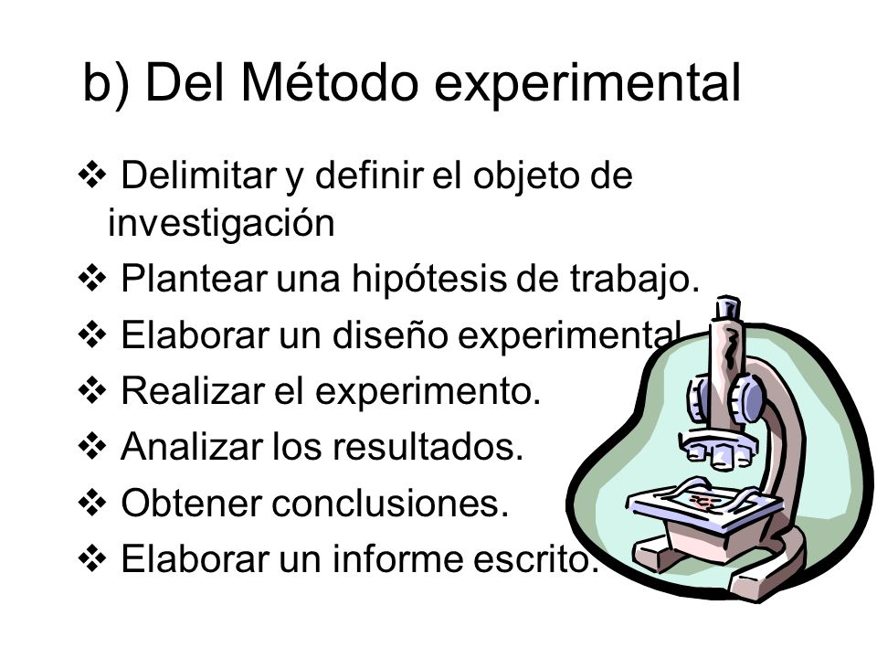 b) Del Método experimental