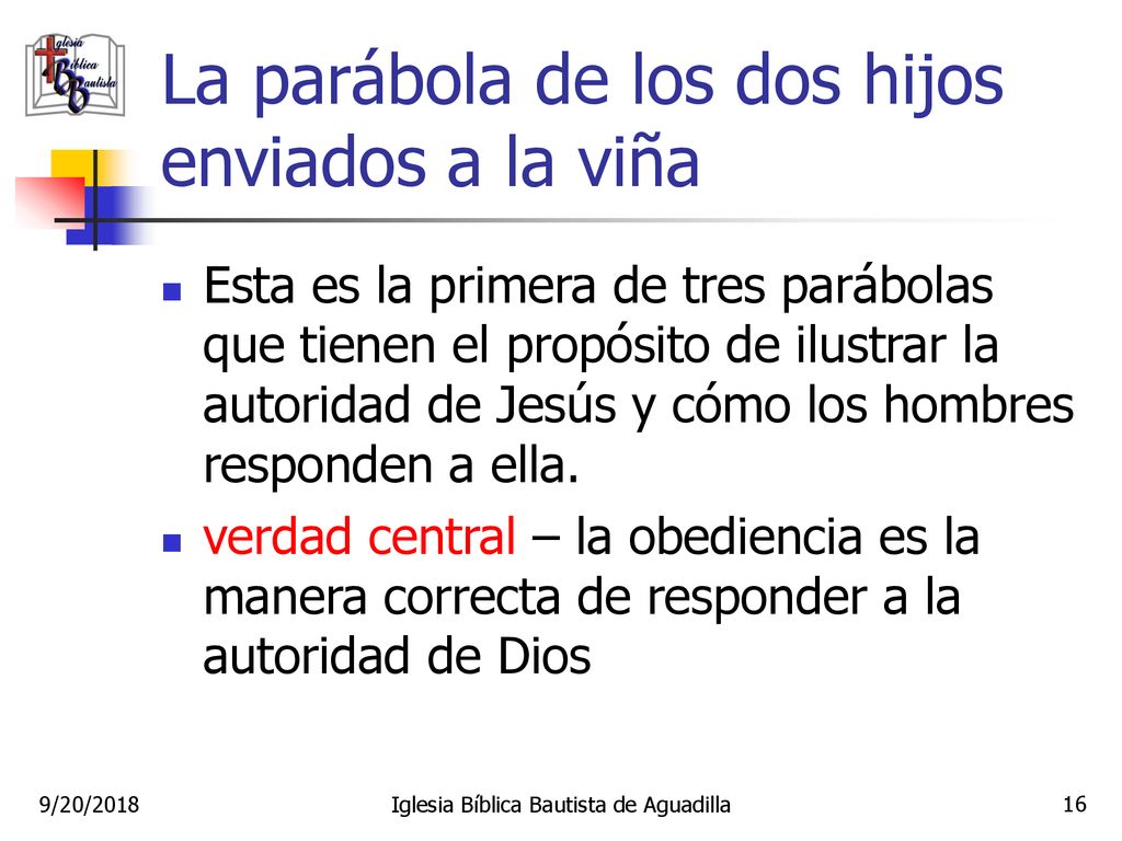 La parábola de los dos hijos enviados a la viña