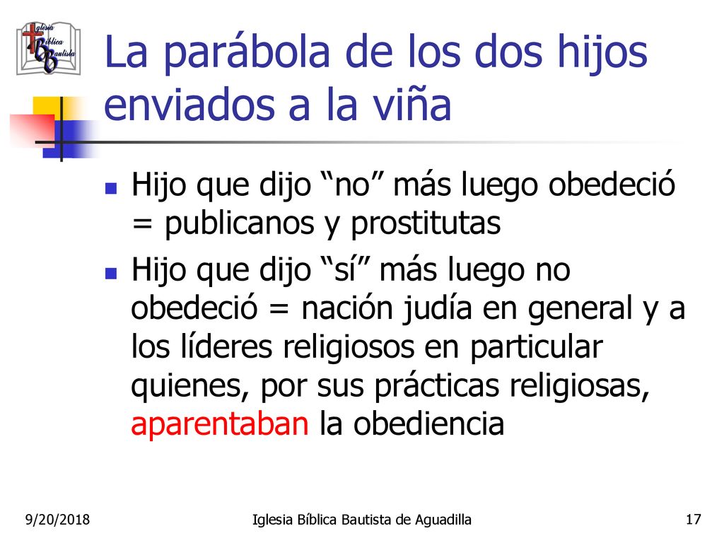 La parábola de los dos hijos enviados a la viña