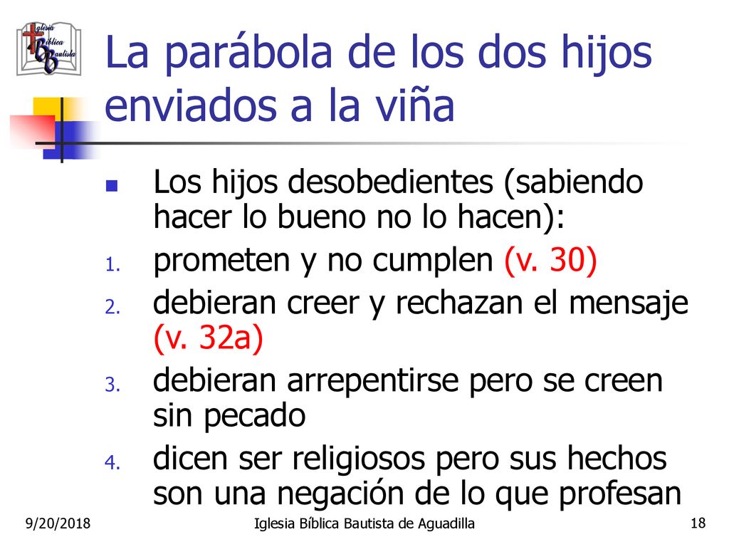 La parábola de los dos hijos enviados a la viña