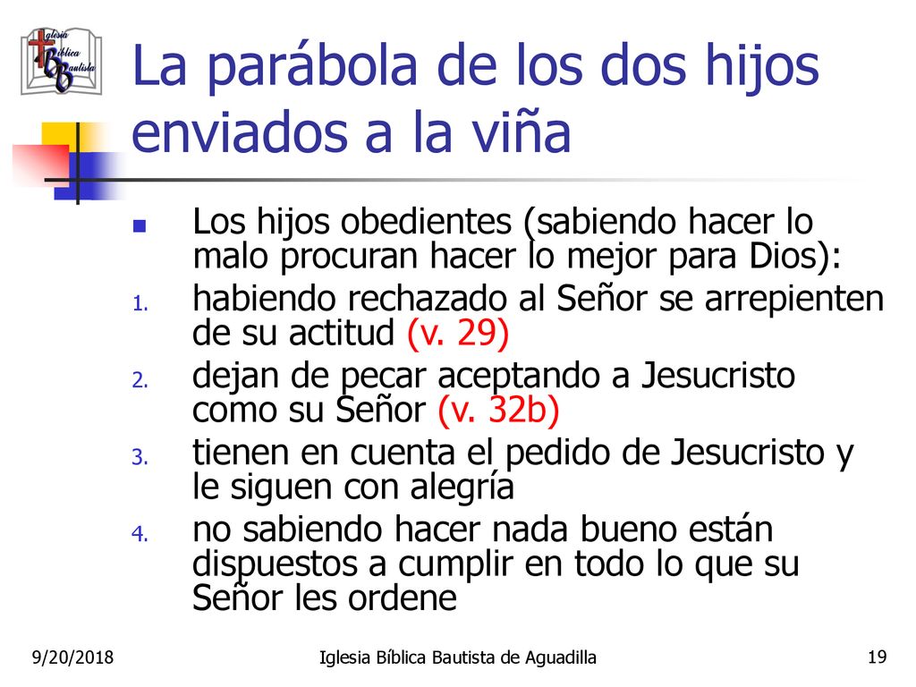 La parábola de los dos hijos enviados a la viña
