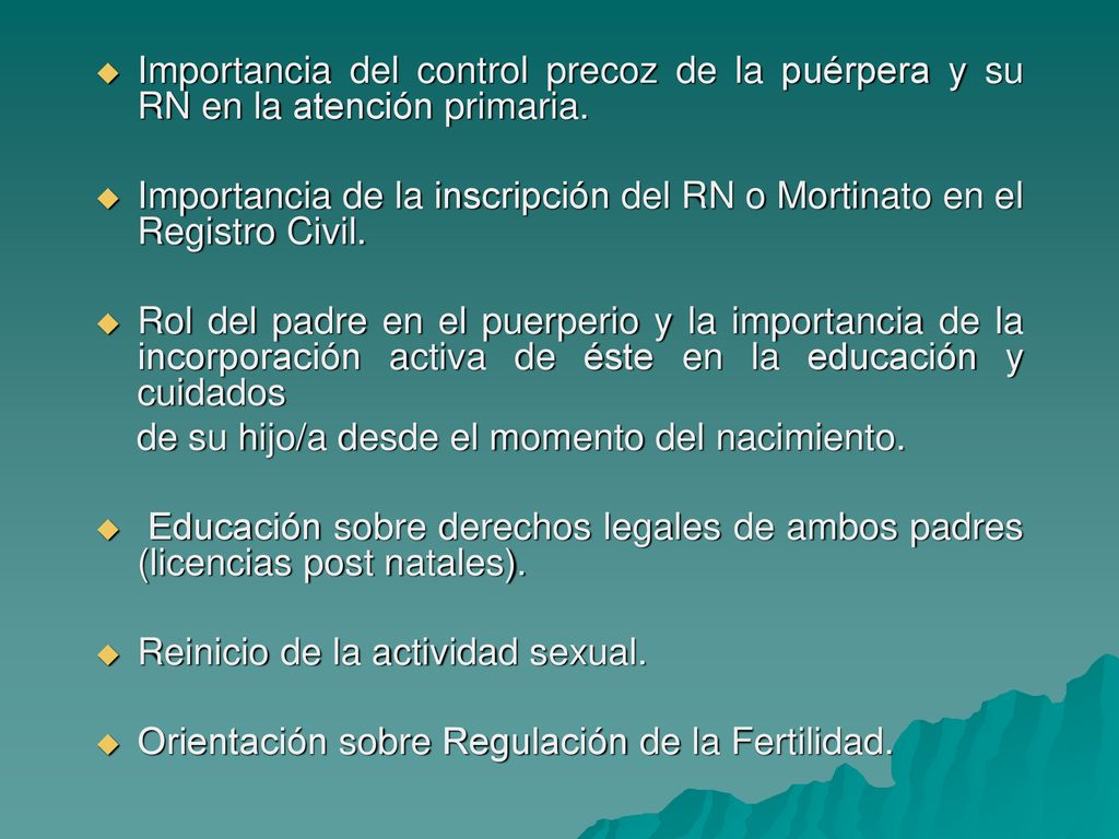 Importancia del control precoz de la puérpera y su RN en la atención primaria.