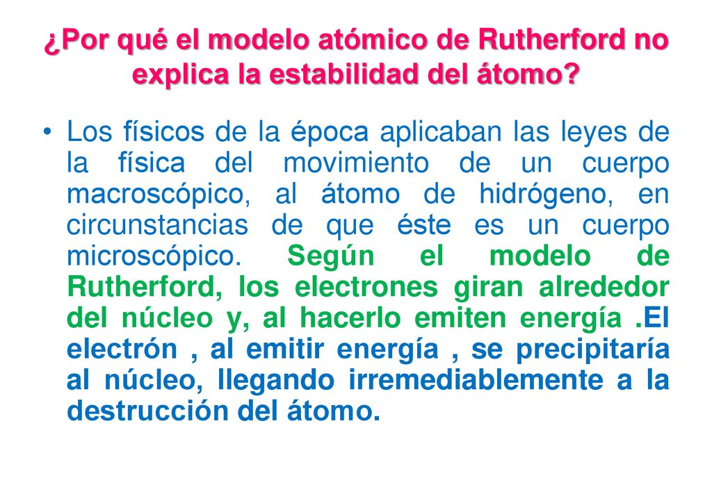 ¿Por qué el modelo atómico de Rutherford no explica la estabilidad del átomo
