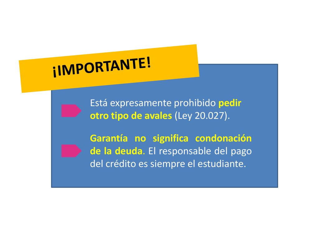 ¡IMPORTANTE! Está expresamente prohibido pedir otro tipo de avales (Ley ).