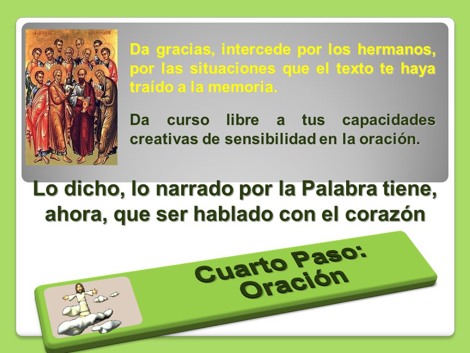 Da gracias, intercede por los hermanos, por las situaciones que el texto te haya traído a la memoria.