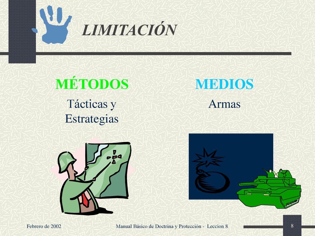 LIMITACIÓN MÉTODOS MEDIOS Tácticas y Estrategias Armas Febrero de 2002