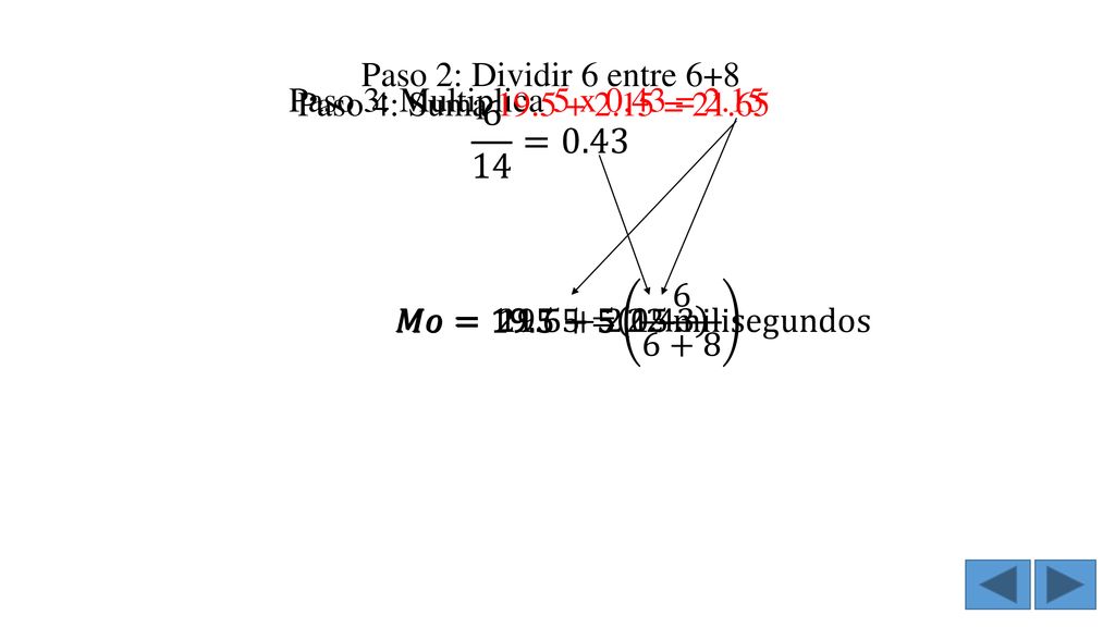 Paso 2: Dividir 6 entre =0.43. Paso 3: Multiplica 5 x 0.43 = Paso 4: Suma =