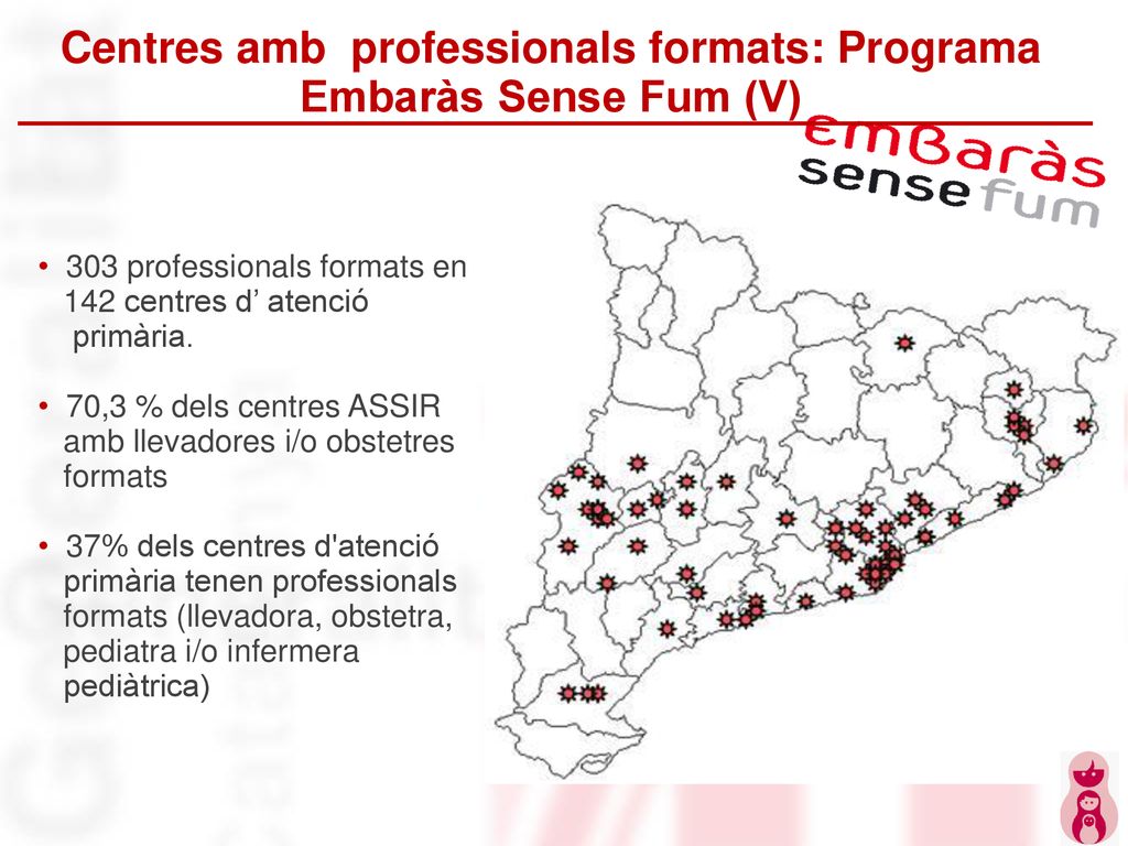 Centres amb professionals formats: Programa Embaràs Sense Fum (V)