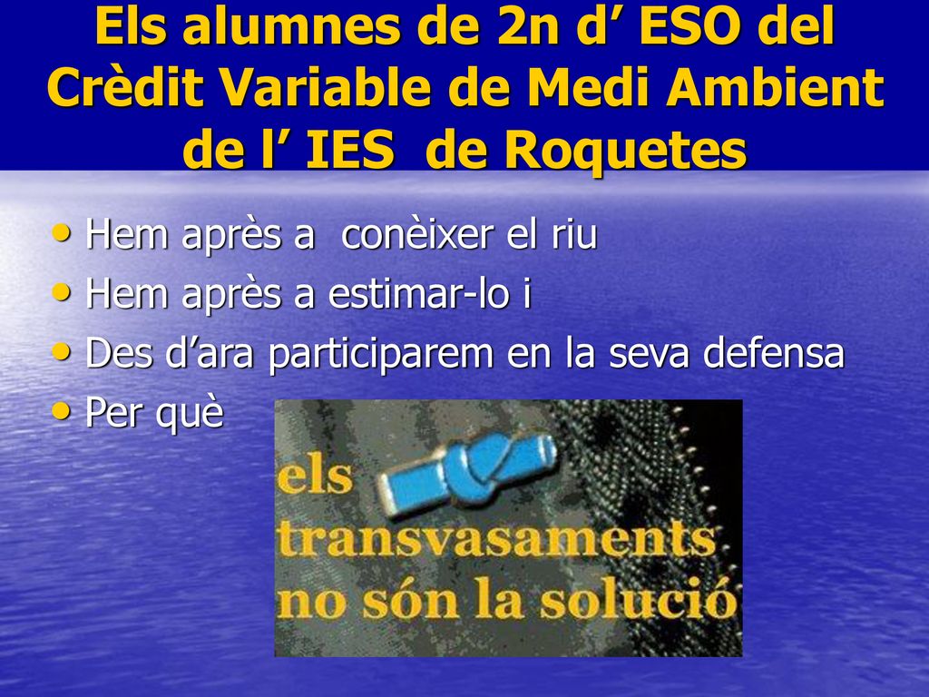 Els alumnes de 2n d’ ESO del Crèdit Variable de Medi Ambient de l’ IES de Roquetes