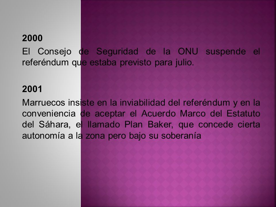 2000 El Consejo de Seguridad de la ONU suspende el referéndum que estaba previsto para julio