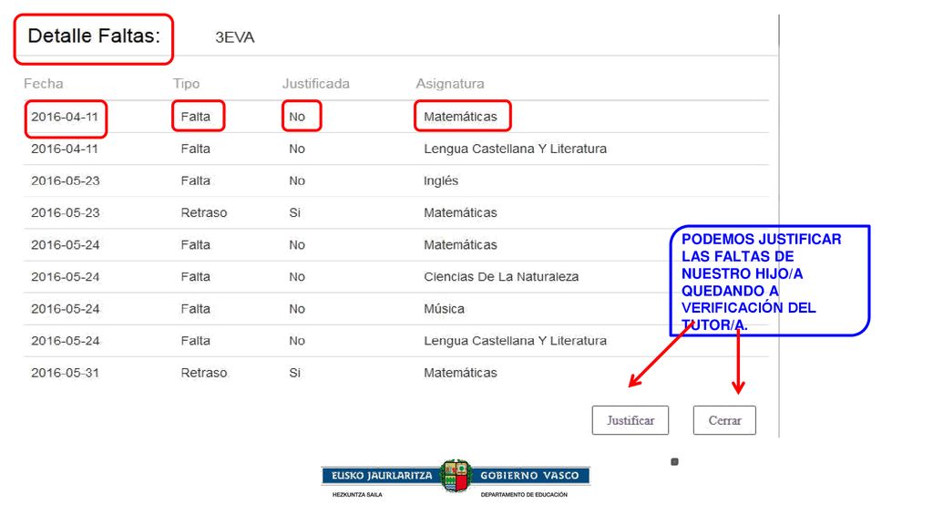 PODEMOS JUSTIFICAR LAS FALTAS DE NUESTRO HIJO/A QUEDANDO A VERIFICACIÓN DEL TUTOR/A.