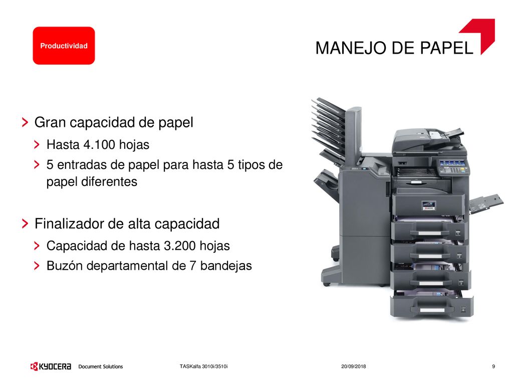 Manejo de papel Gran capacidad de papel Finalizador de alta capacidad