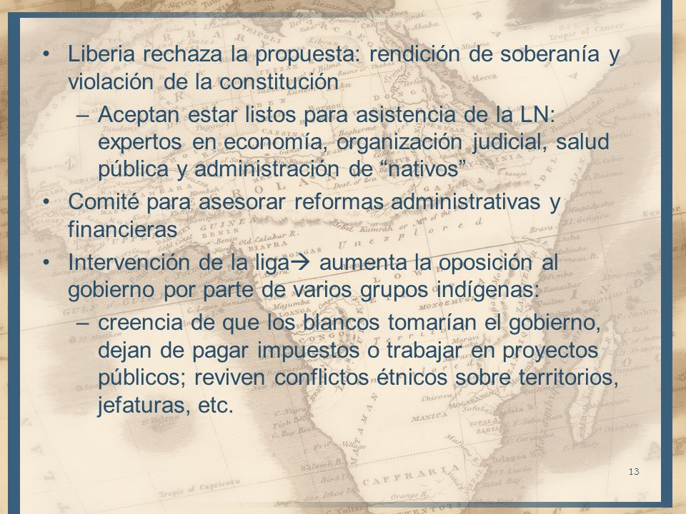 Liberia rechaza la propuesta: rendición de soberanía y violación de la constitución