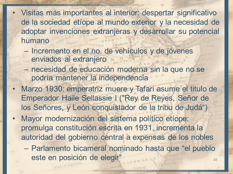 Visitas más importantes al interior: despertar significativo de la sociedad etíope al mundo exterior y la necesidad de adoptar invenciones extranjeras y desarrollar su potencial humano