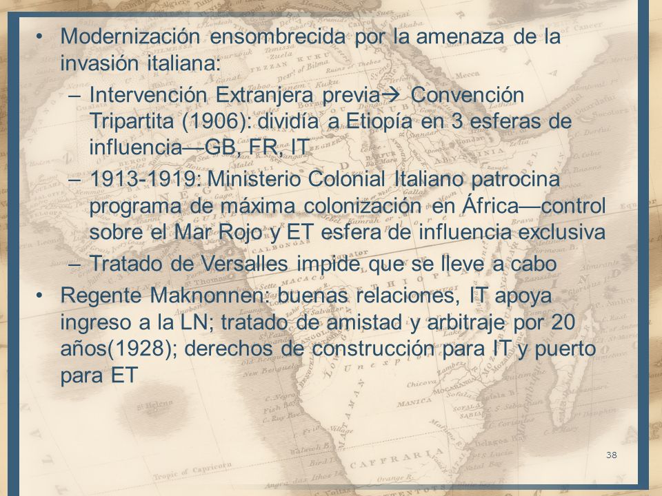 Modernización ensombrecida por la amenaza de la invasión italiana: