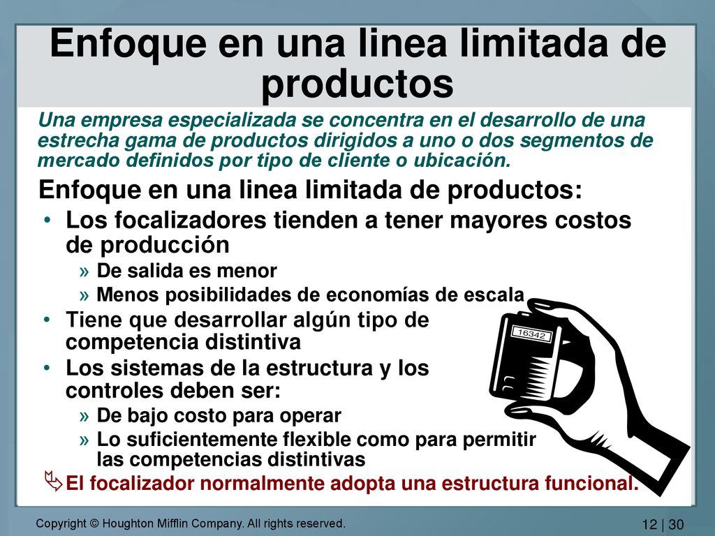 Enfoque en una linea limitada de productos