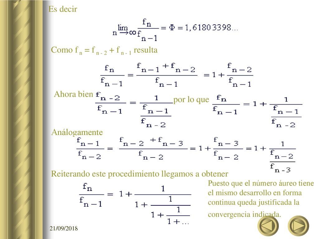 Como f n = f n f n - 1 resulta