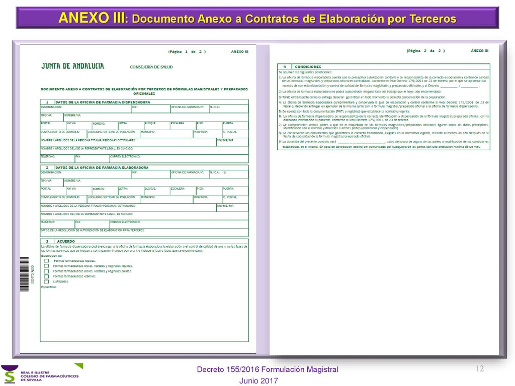 ANEXO III: Documento Anexo a Contratos de Elaboración por Terceros