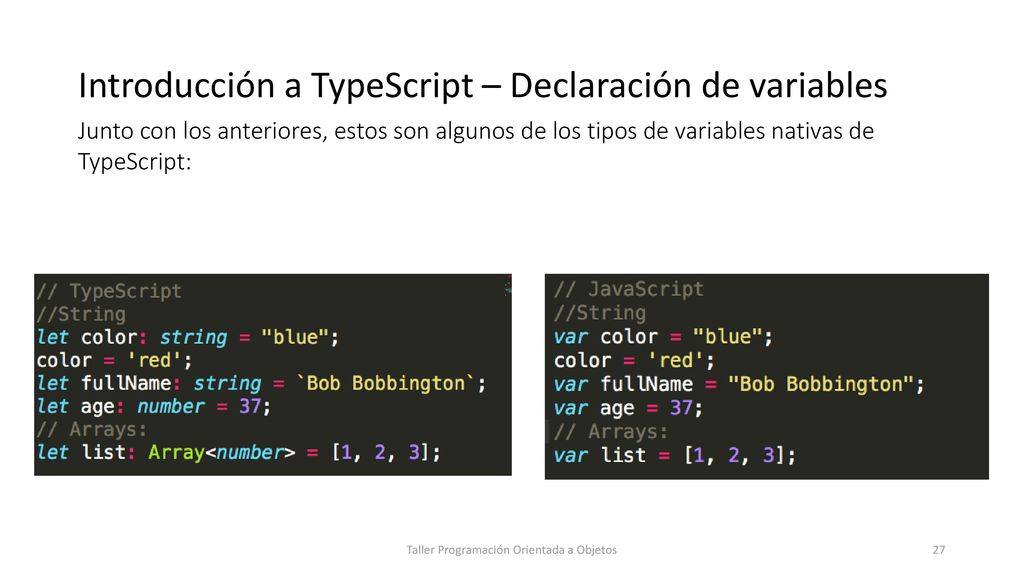 Introducción a TypeScript – Declaración de variables