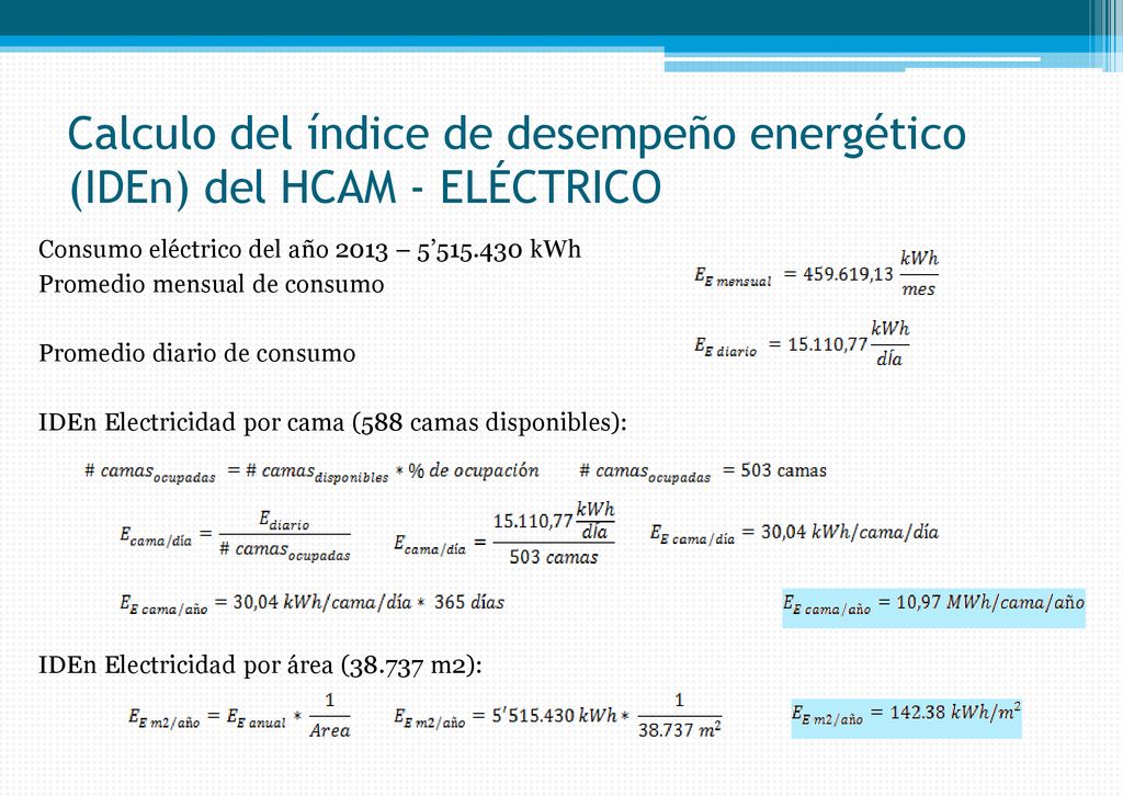 Calculo del índice de desempeño energético (IDEn) del HCAM - ELÉCTRICO
