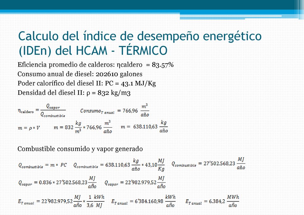 Calculo del índice de desempeño energético (IDEn) del HCAM - TÉRMICO