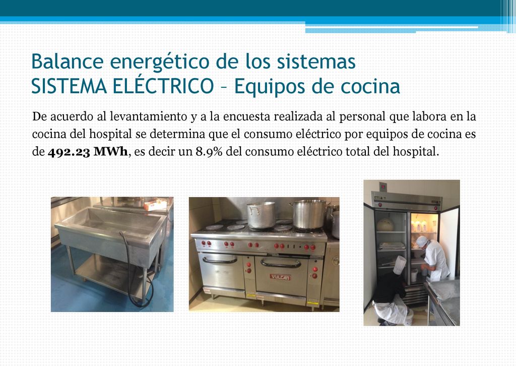 Balance energético de los sistemas SISTEMA ELÉCTRICO – Equipos de cocina