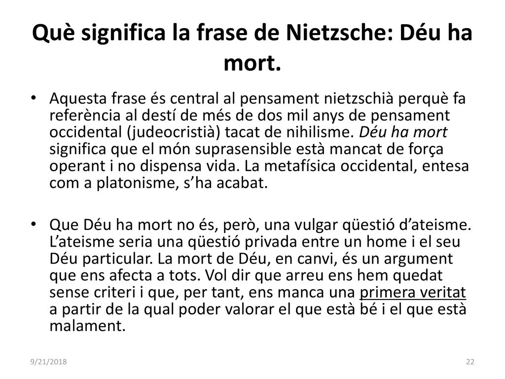 Què significa la frase de Nietzsche: Déu ha mort.