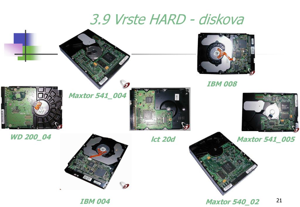 3.9 Vrste HARD - diskova IBM 008 Maxtor 541_004 WD 200_04 lct 20d