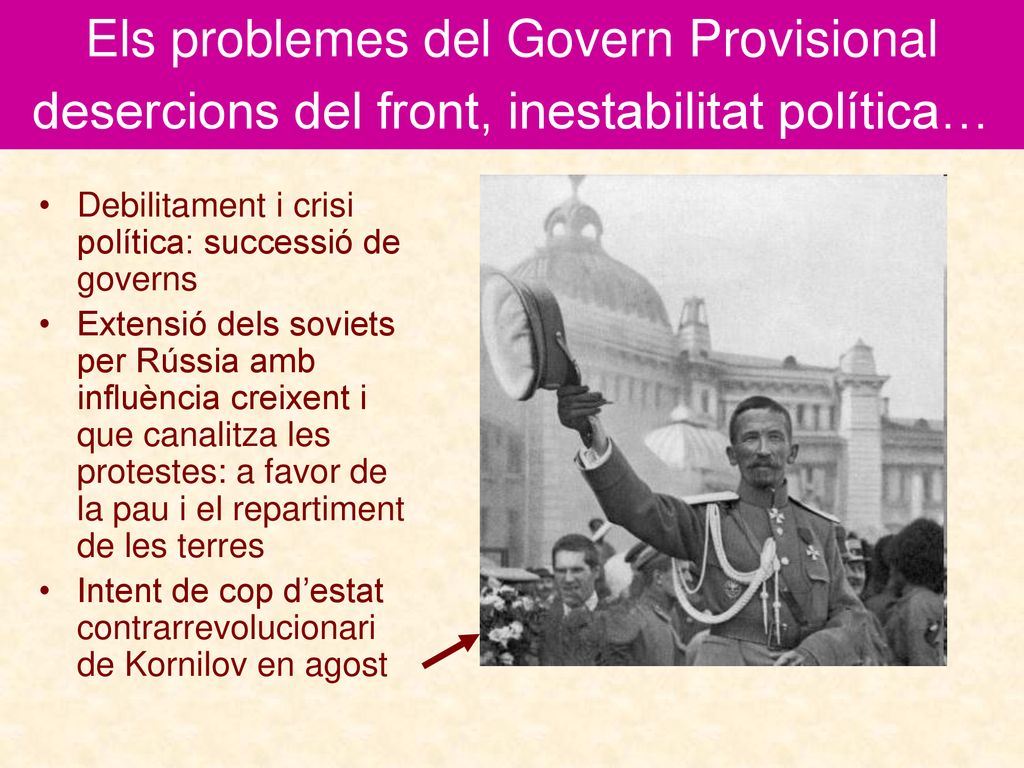 Els problemes del Govern Provisional desercions del front, inestabilitat política…