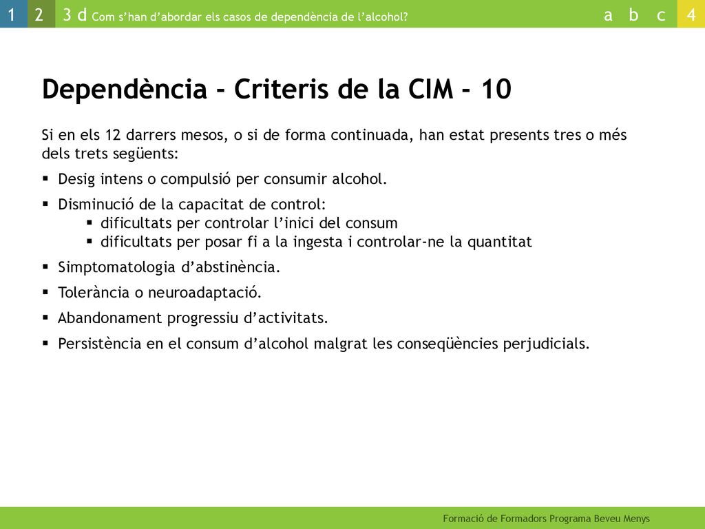 Dependència - Criteris de la CIM - 10