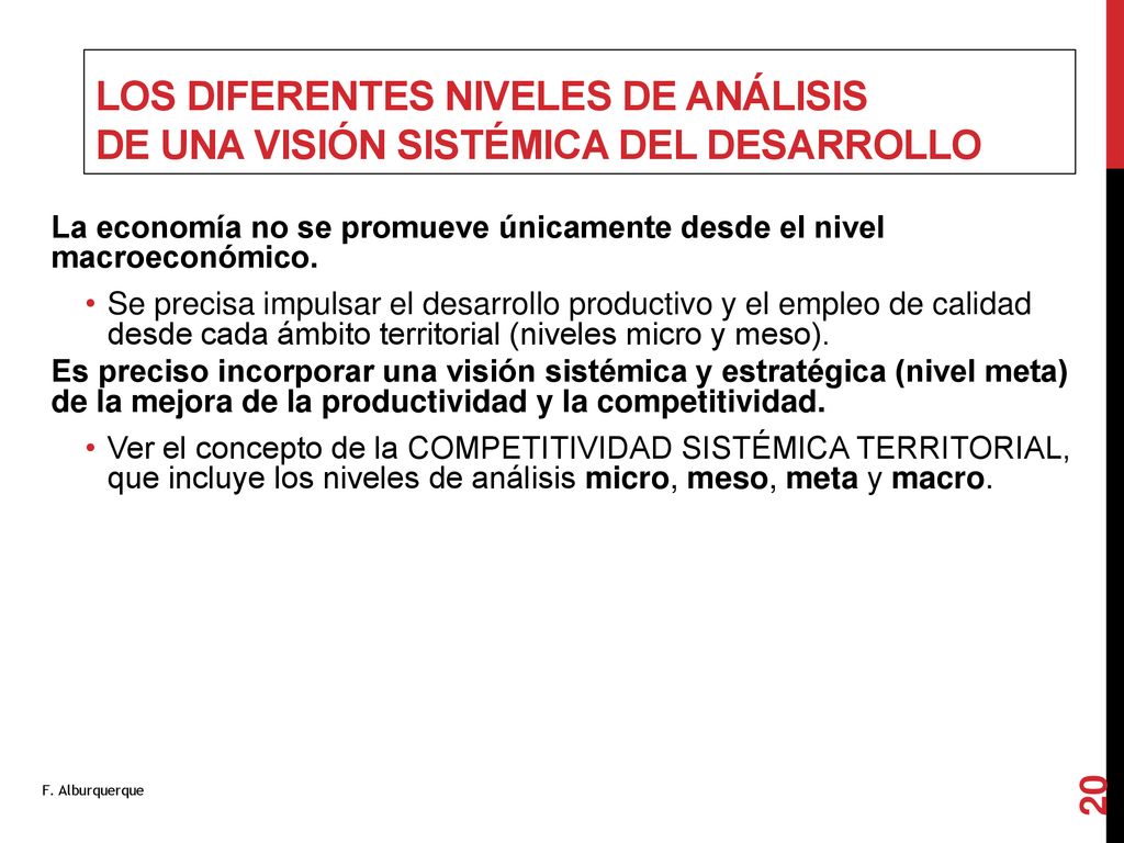 Los diferentes niveles de análisis de una visión sistémica del desarrollo