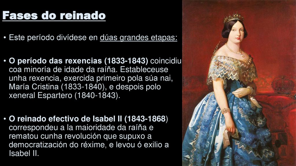 Fases do reinado Este período divídese en dúas grandes etapas:
